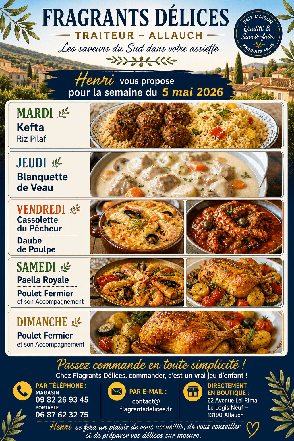 Traiteur Allauch Flagrants Délices des plats fait maison